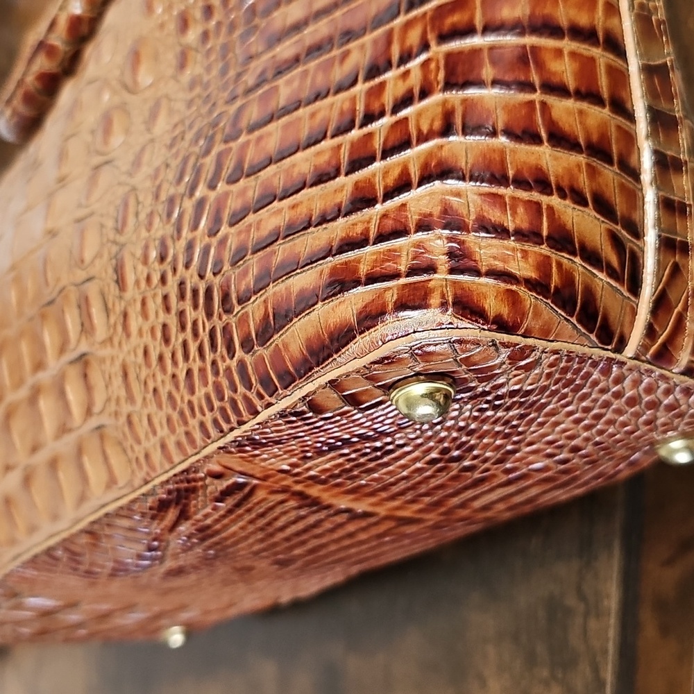 Brahmin Cognac Croc-Embossed Top-Handle Satchel - Picture 7 of 13